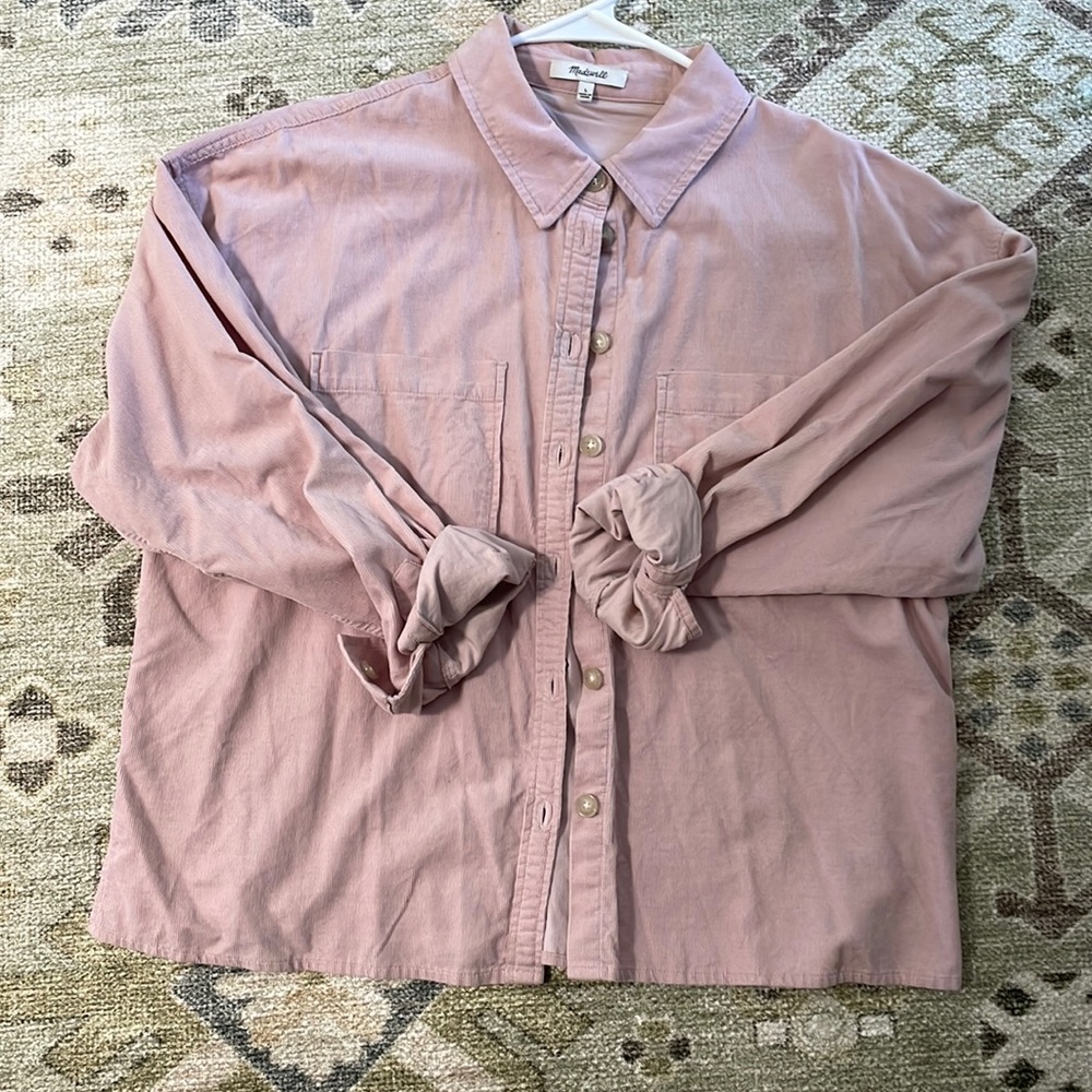 Madewell pink corduroy shirt